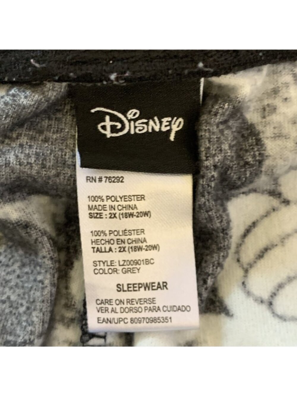 Disney Sleepwear Womens Pajama Bottoms Sz 2X Black Gray Mickey Mouse Pattern - Picture 4 of 10